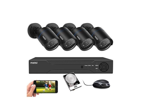 maisi HD CCTV Camera System, 8 Channel 1080P Security DVR with 4PCS 2MP Outdoor Bullet Cameras and 1TB Hard Drive (1920x1080p, Night Vision, Waterproof, Easy Mobile and PC Access)